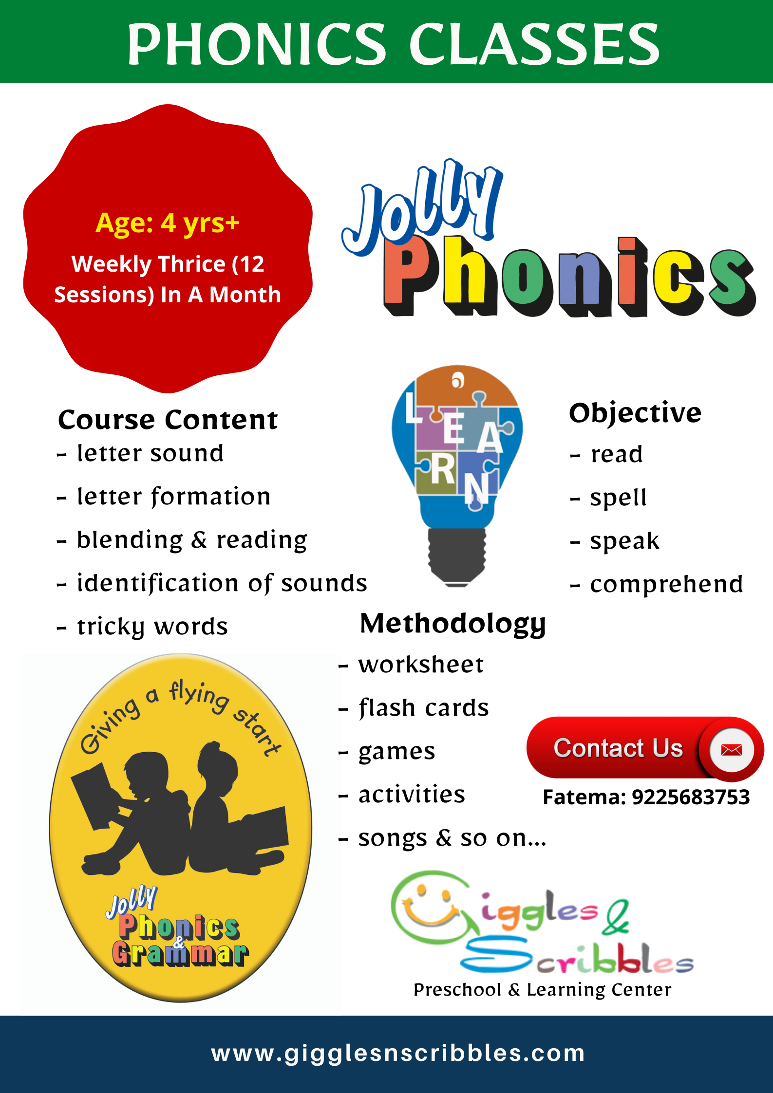 Jolly Phonics Classes Online Poster